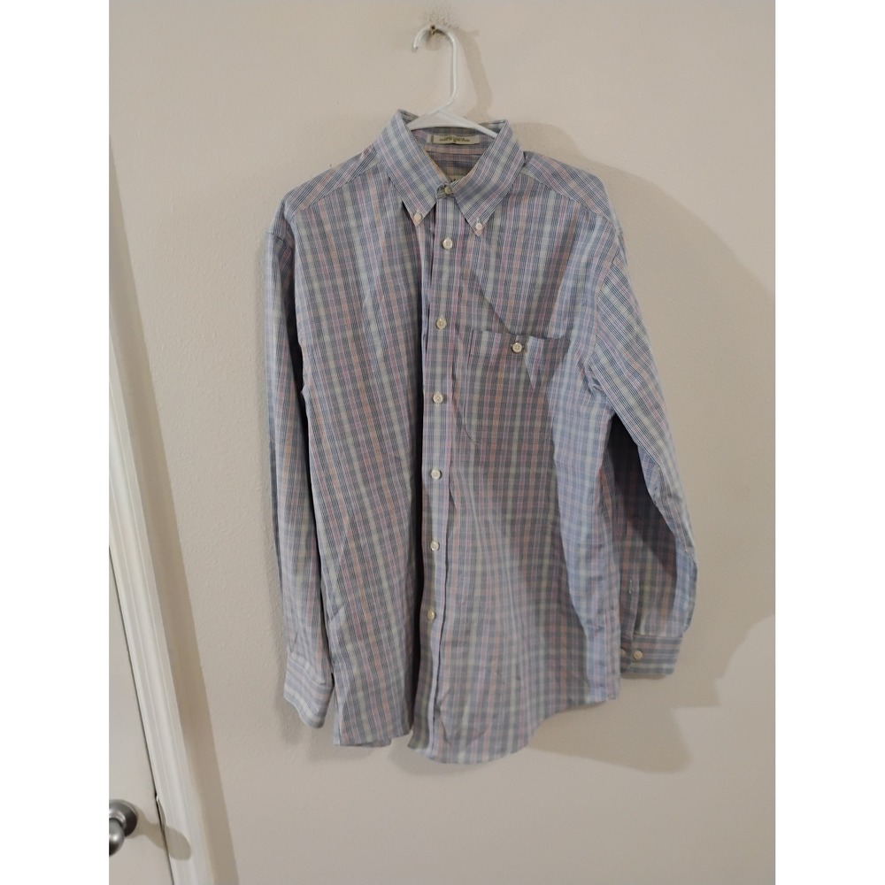 Orvis Mens Multi Color Plaid Long Sleeve Button Down Cotton Shirt Size M